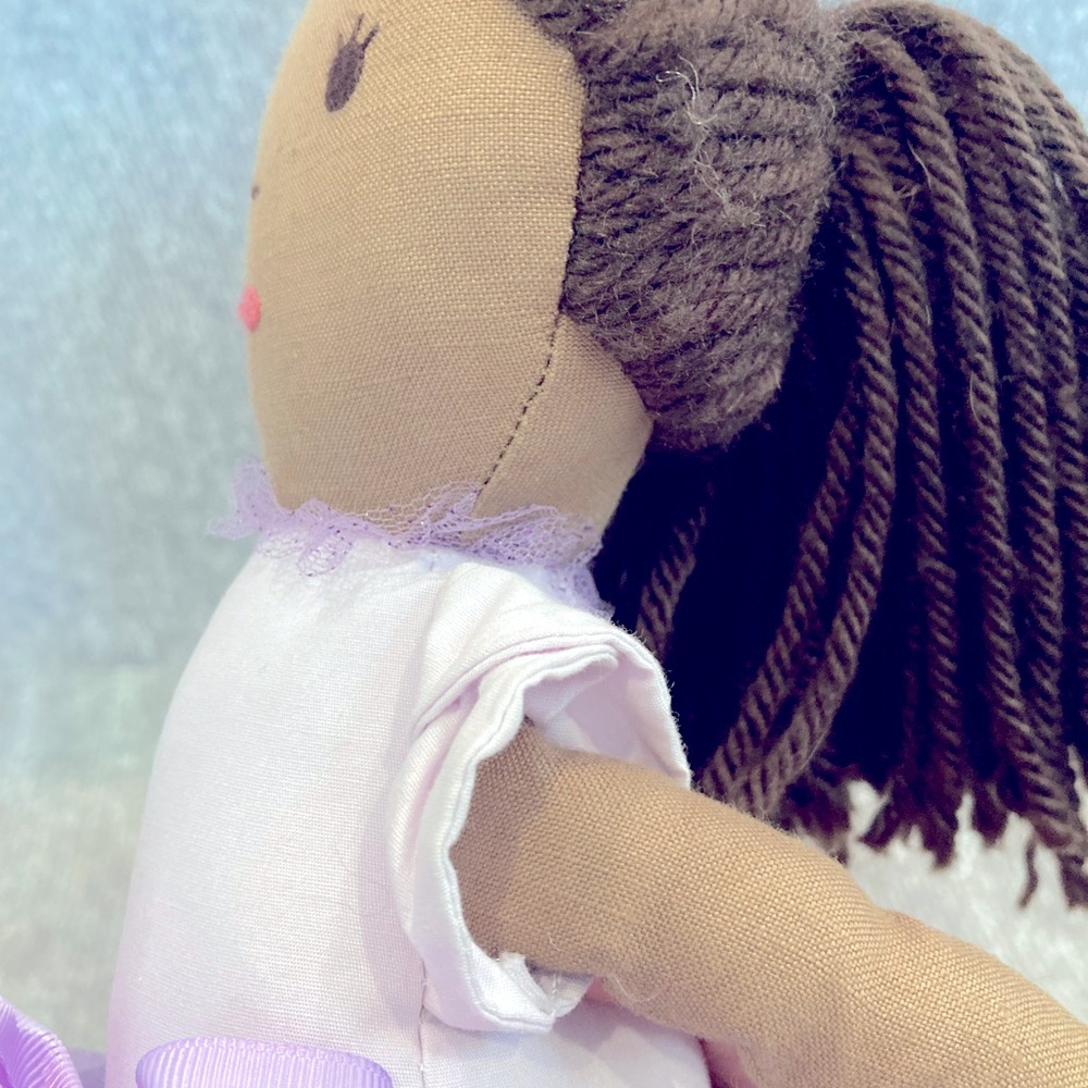 Pottery Barn Kids Ballerina Cloth Doll Lavender Tulle Ballet Dancer Brown Hair - Picture 7 of 9